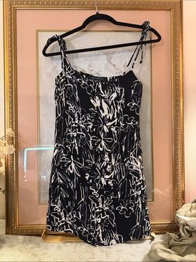 French Connection Black and White Floral Tie-Strap Mini Dress